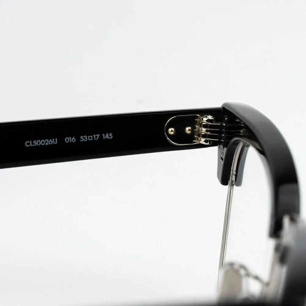 SALE! NEW Celine CL50026U 016 Shiny Palladium Black Women Square Eyeglasses